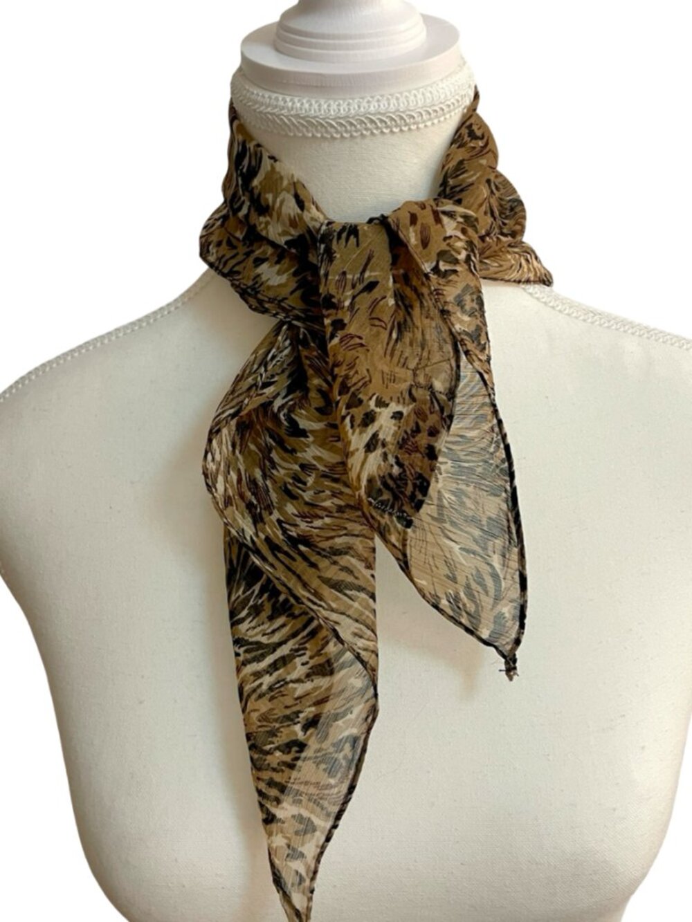 Wayan Natural Wear Animal Print Sheer Scarf 21 x 18
